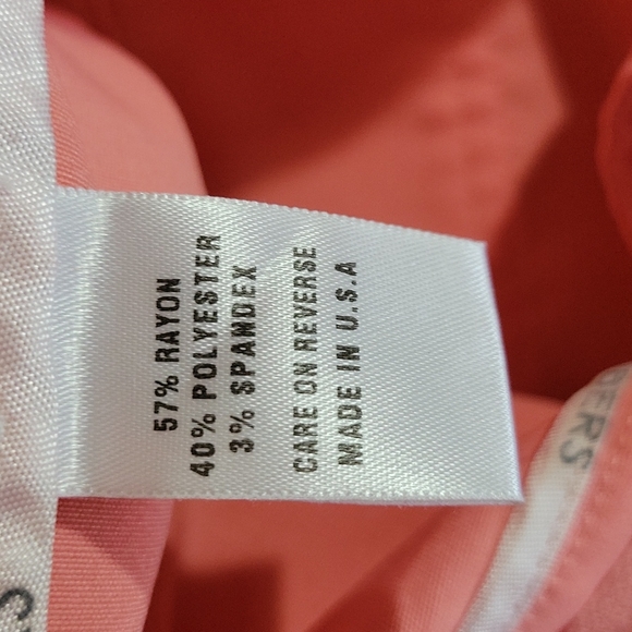 NWOT FIBERS by Barbara Lesser Peachy Pink Capri Crop Pants Size 10 - Picture 9 of 10